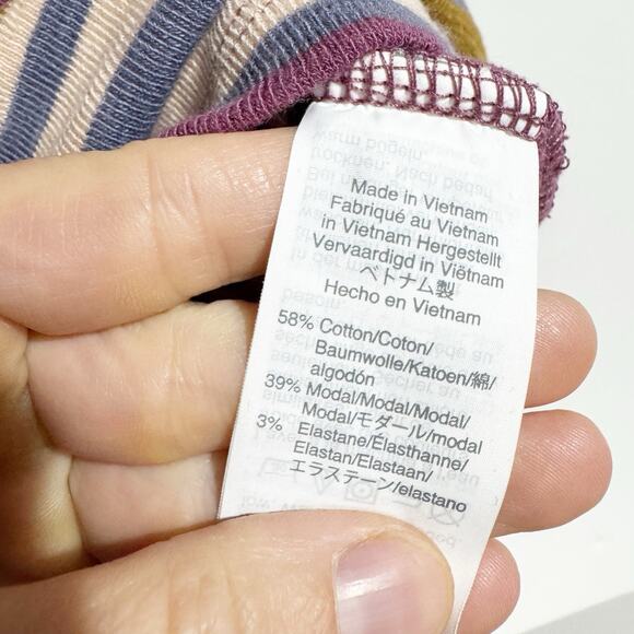 Madewell Mockneck Shirttail Tee Women Small Striped Purple Half Sleeve - Picture 3 of 4